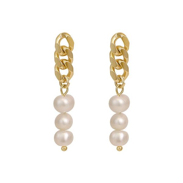 hoop & huggie pair natural pearl earrings for women steel baroque lobe luxury chain earring fine jewelry, Golden;silver
hoop & huggie pair natural pearl earrings for women steel baroque lobe luxury chain earring fine jewelry, Golden;silver