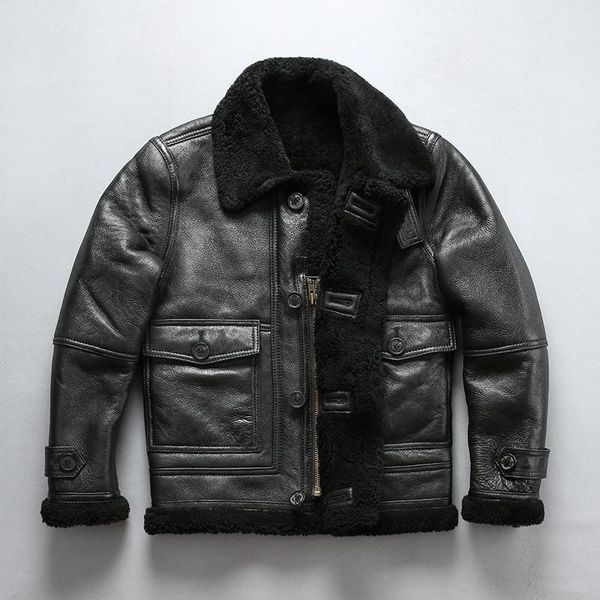 shearling men cold flight jacket casual single breasted sheepskin wool liner pilot jackets winter russia coats men's leather & faux, Black
shearling men cold flight jacket casual single breasted sheepskin wool liner pilot jackets winter russia coats men's leather & faux, Black