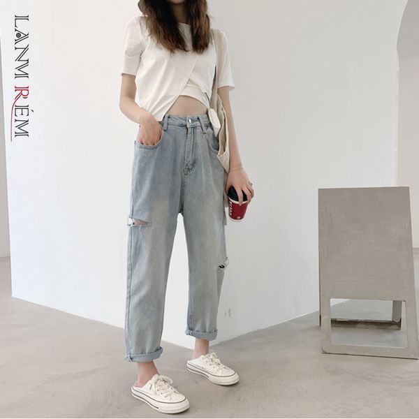 high waist blue hole pockets zipper fly wide leg pants loose fit women fashion tide spring summer 2f0254 210507, Black;white
high waist blue hole pockets zipper fly wide leg pants loose fit women fashion tide spring summer 2f0254 210507, Black;white