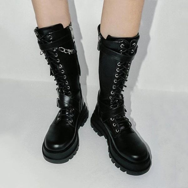 boots fashion women chain belt buckles knee high side zipper platform chunky heel brand design shoes woman, Black
boots fashion women chain belt buckles knee high side zipper platform chunky heel brand design shoes woman, Black