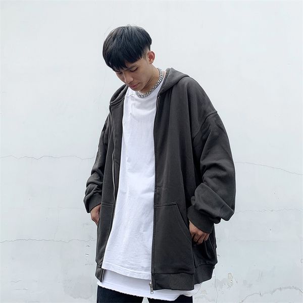 high street kanye same god grey fog solid men's and women's loose hooded cardigan sweater, Black
high street kanye same god grey fog solid men's and women's loose hooded cardigan sweater, Black
