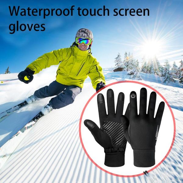 cycling gloves winter bicycle touchscreen cold warm full finger fleece outdoor waterproof non-slip reflective mittens, Black
cycling gloves winter bicycle touchscreen cold warm full finger fleece outdoor waterproof non-slip reflective mittens, Black