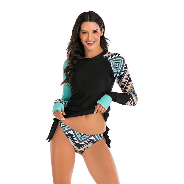 women's swimwear bikinis set long sleeve setsurf retro print bikini shirt swimsuit uv protection bathing suit, White;black
women's swimwear bikinis set long sleeve setsurf retro print bikini shirt swimsuit uv protection bathing suit, White;black