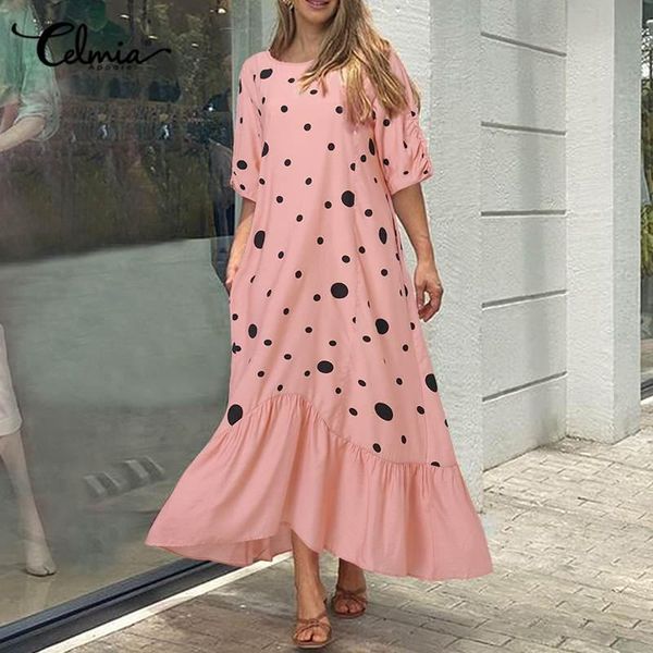 party dresses celmia women bohemian lace dress elegant o-neck dot print patchwork hem maxi robe 2021 summer casual short sleeve vestido femm, White;black
party dresses celmia women bohemian lace dress elegant o-neck dot print patchwork hem maxi robe 2021 summer casual short sleeve vestido femm, White;black