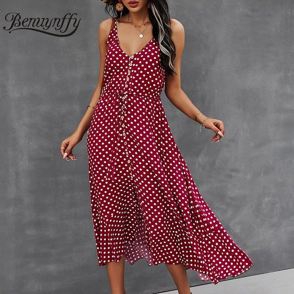benuynffy v-neck sleeveless polka dot dresses with button detail women summer drawstring waist spaghetti strap long dress casual, Black;gray
benuynffy v-neck sleeveless polka dot dresses with button detail women summer drawstring waist spaghetti strap long dress casual, Black;gray