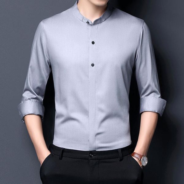 men's casual shirts 2021 spring and autumn small stand collar solid color long sleeve shirt men handsome trendy c688-217, White;black
men's casual shirts 2021 spring and autumn small stand collar solid color long sleeve shirt men handsome trendy c688-217, White;black