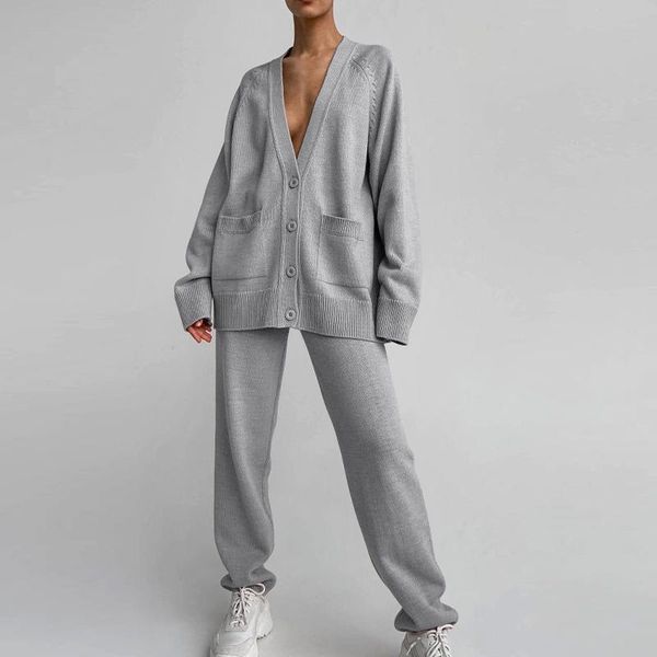 women's two piece pants casual solid knitted set for women 2021 autumn loose long sleeve button knitwear trousers sets lady elegant bas, White
women's two piece pants casual solid knitted set for women 2021 autumn loose long sleeve button knitwear trousers sets lady elegant bas, White
