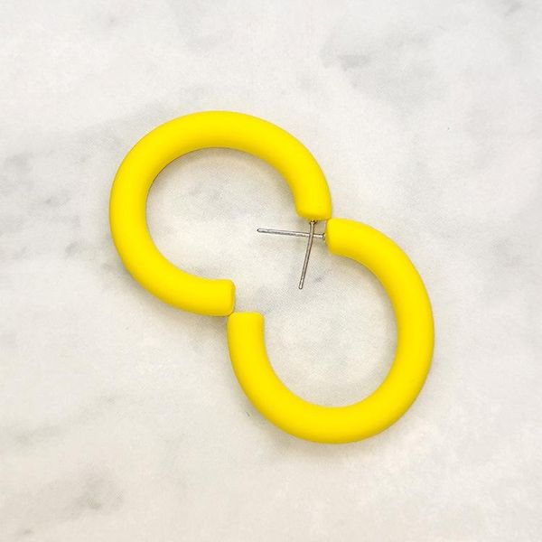 hoop & huggie acrylic earrings fashion style frosted rubber c-shaped temperament for women, Golden;silver
hoop & huggie acrylic earrings fashion style frosted rubber c-shaped temperament for women, Golden;silver