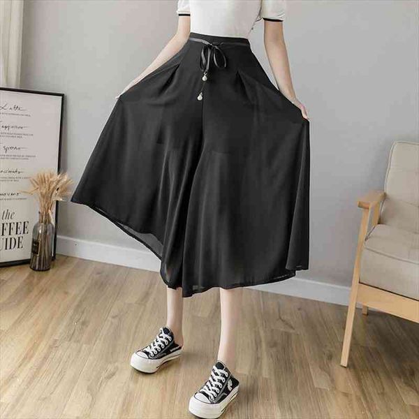 korean chiffon sashes womens pants elastic waist black wide leg leisure calf length pant skirts streetwear loose trousers, Black;white
korean chiffon sashes womens pants elastic waist black wide leg leisure calf length pant skirts streetwear loose trousers, Black;white
