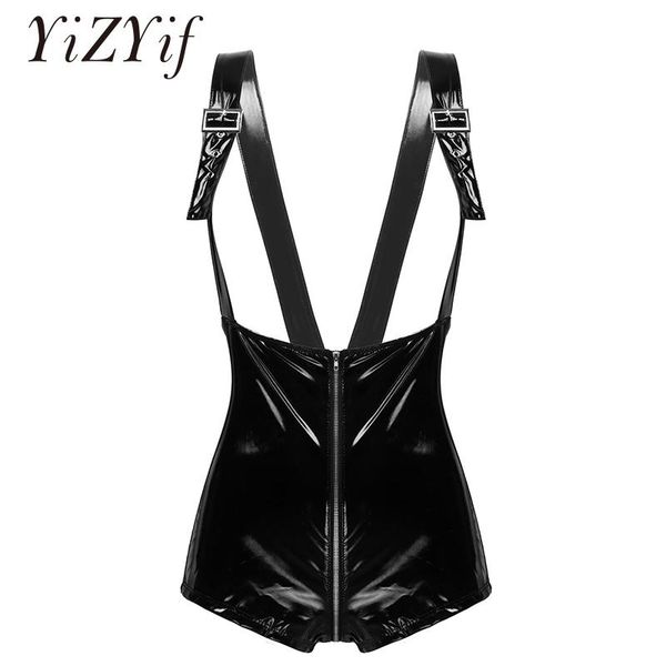 womens suspender shorts wet look patent leather shoulder straps high waist mesh splice zippered crotch women's, White;black
womens suspender shorts wet look patent leather shoulder straps high waist mesh splice zippered crotch women's, White;black
