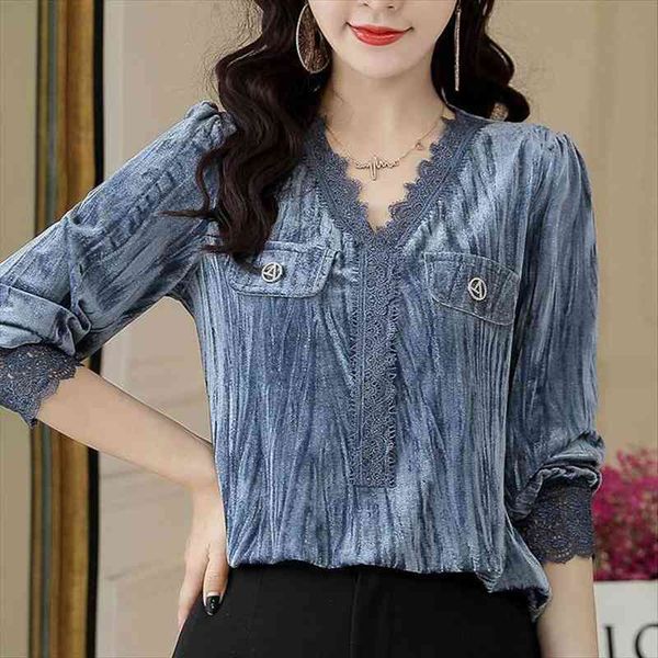 womens spring autumn style pleuche blouses womens pockets solid color v-neck long sleeve casual pleuche df3845, White
womens spring autumn style pleuche blouses womens pockets solid color v-neck long sleeve casual pleuche df3845, White