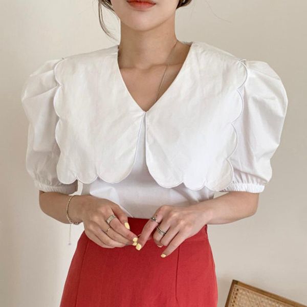 women's blouses & shirts women white blouse large lapels with wavy edges half puff sleeve loose shirt fashion tide spring summer 2021 z
women's blouses & shirts women white blouse large lapels with wavy edges half puff sleeve loose shirt fashion tide spring summer 2021 z