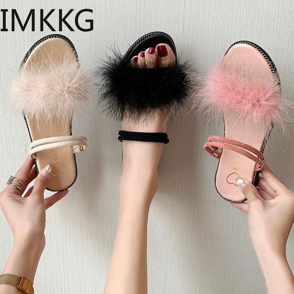 slippers woman summer shoes feather open toe fur slides soft heel flip flops girls sandals sweet cute pink home, Black
slippers woman summer shoes feather open toe fur slides soft heel flip flops girls sandals sweet cute pink home, Black