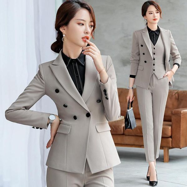 women's suits & blazers set female solid color casual blazer trousers two-piece 2021 spring temperament professional clothing, White;black
women's suits & blazers set female solid color casual blazer trousers two-piece 2021 spring temperament professional clothing, White;black