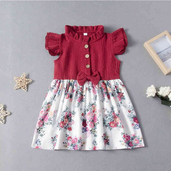summer girls dress european and american style kids clothing stitching printed bow fashion princess children 210515, Red;yellow
summer girls dress european and american style kids clothing stitching printed bow fashion princess children 210515, Red;yellow