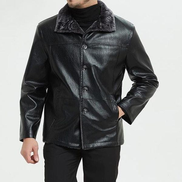 men's fur & faux winter coats pu leather thick jacket men brushed button lapel coat jackets thicken outerwear plus size, Black
men's fur & faux winter coats pu leather thick jacket men brushed button lapel coat jackets thicken outerwear plus size, Black