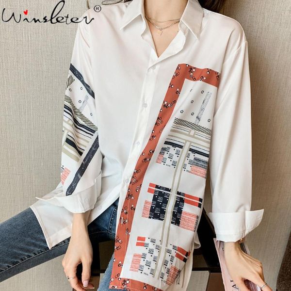 women's blouses & shirts korean style spring womens printed thin chiffon long sleeve turn-down collar slit elegant button office lady, White
women's blouses & shirts korean style spring womens printed thin chiffon long sleeve turn-down collar slit elegant button office lady, White