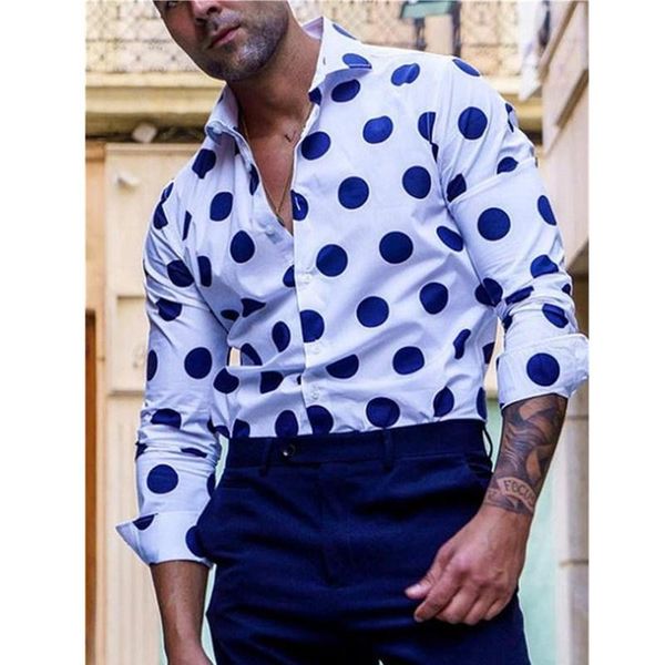 men's casual shirts men long sleeve 2021 spring autumn cardigan blouses polka dot printed mens shirt fashion brand streetwear, White;black
men's casual shirts men long sleeve 2021 spring autumn cardigan blouses polka dot printed mens shirt fashion brand streetwear, White;black