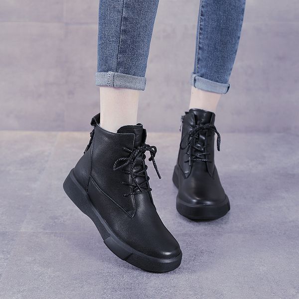 leather martin boots women's sho leather autumn and winter british style flat bottom short fashion versatile, Black
leather martin boots women's sho leather autumn and winter british style flat bottom short fashion versatile, Black