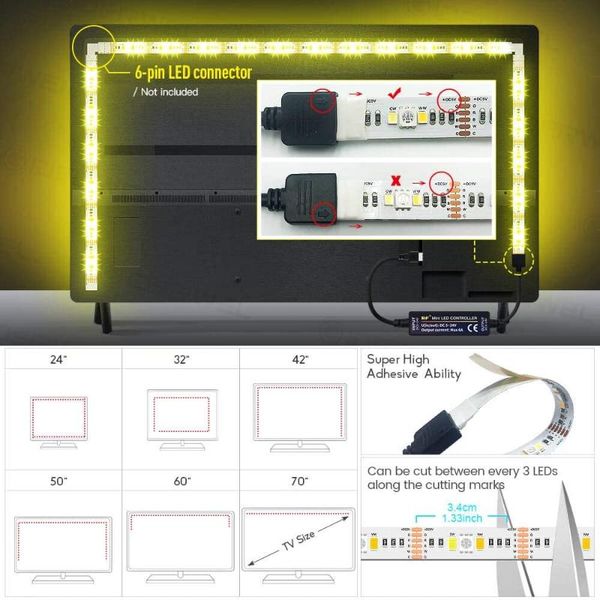 led strip lights kit 5v powered rgb cold white and warm color changing temperature adjustable strips w
led strip lights kit 5v powered rgb cold white and warm color changing temperature adjustable strips w