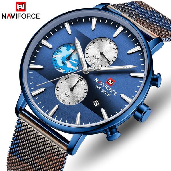 wristwatches naviforce men watch fashion stainless steel camouflage strap chronograph quartz watches mens casual sport cloc, Slivery;brown
wristwatches naviforce men watch fashion stainless steel camouflage strap chronograph quartz watches mens casual sport cloc, Slivery;brown
