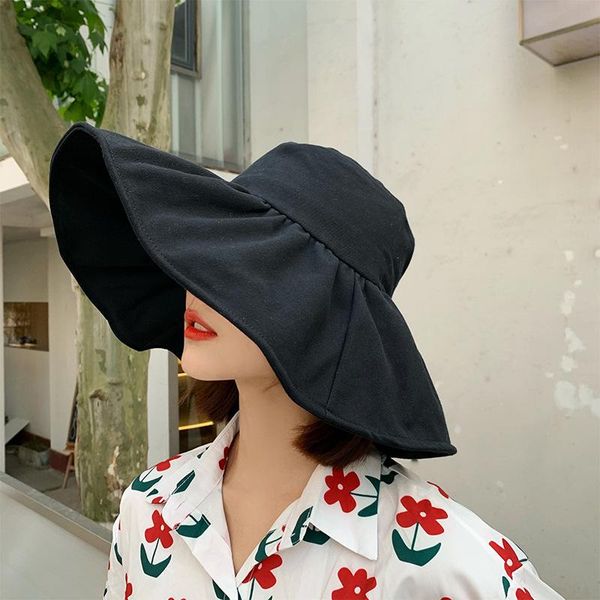 wide brim hats women's cotton bucket hat elegant big foldable beach protection sunhat adjustable panama, Blue;gray
wide brim hats women's cotton bucket hat elegant big foldable beach protection sunhat adjustable panama, Blue;gray