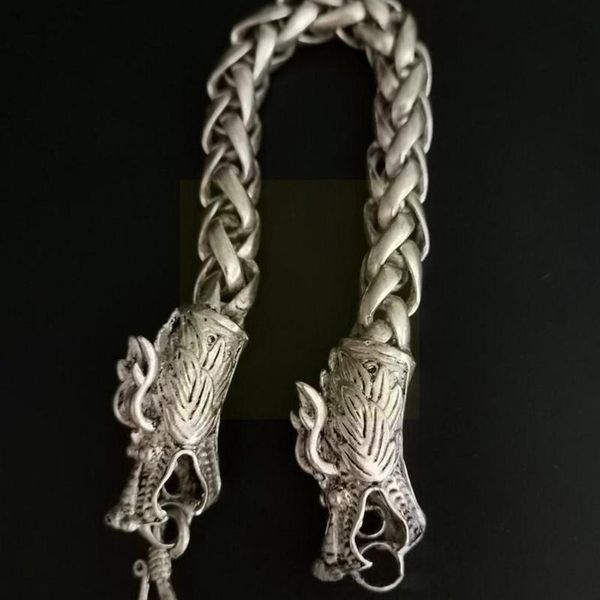 link, chain collectible old tibet silver weave chinese dragon plated hollow bracelet double bracel r7t4, Black
link, chain collectible old tibet silver weave chinese dragon plated hollow bracelet double bracel r7t4, Black