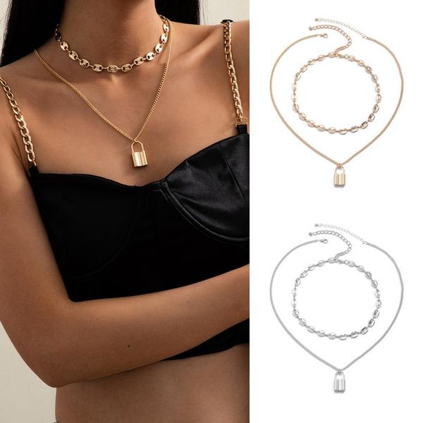 pendant necklaces 1 set layered lock for women girls classic simple punk style pig nose chain clavicle fashion jewelry, Silver
pendant necklaces 1 set layered lock for women girls classic simple punk style pig nose chain clavicle fashion jewelry, Silver