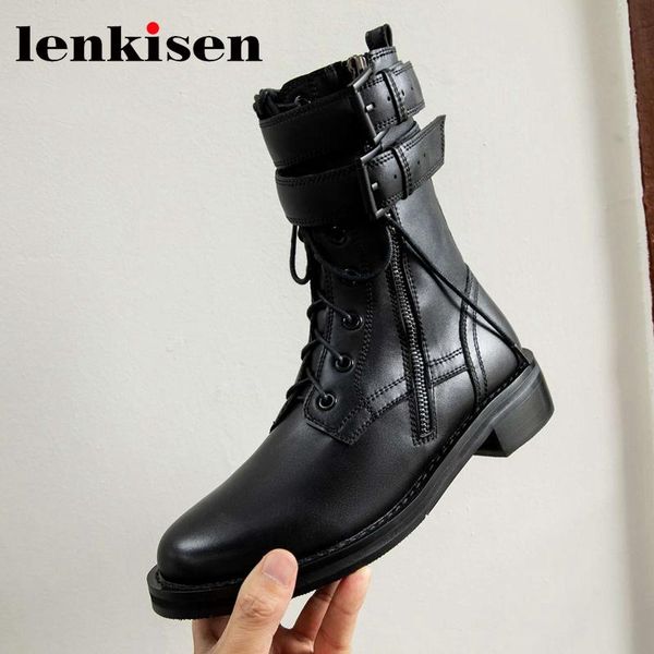 boots lenkisen 2021 winter style genuine leather round toe med heel motorcycle handsome young lady fashion ankle l11, Black
boots lenkisen 2021 winter style genuine leather round toe med heel motorcycle handsome young lady fashion ankle l11, Black