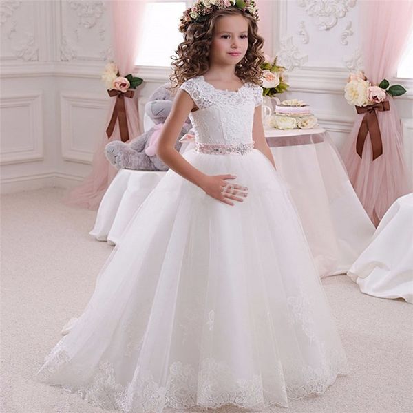cap sleeves flower girl dresses with belt little princess pageant wedding party dress, White;blue
cap sleeves flower girl dresses with belt little princess pageant wedding party dress, White;blue