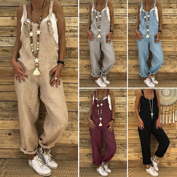 s 5xl zanzea 2021 women casual solid strappy dungarees vintage cotton linen loose party long harem overalls rompers jumpsuits, Black;white
s 5xl zanzea 2021 women casual solid strappy dungarees vintage cotton linen loose party long harem overalls rompers jumpsuits, Black;white