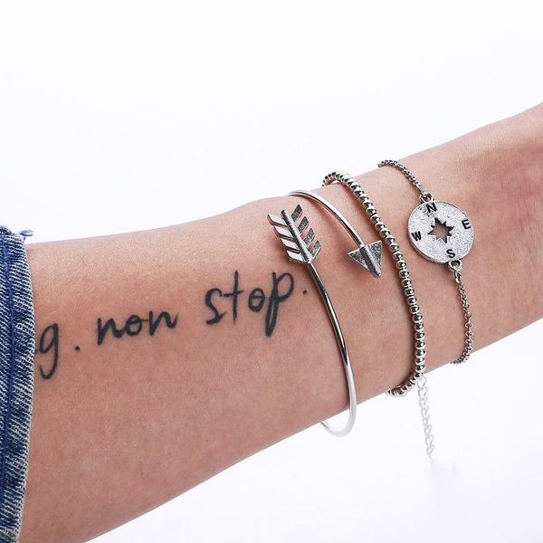 link, chain bohemian simple tibetan silver metal bracelet set for women punk compass arrow vintage bracelets bangles jewelry gift, Black
link, chain bohemian simple tibetan silver metal bracelet set for women punk compass arrow vintage bracelets bangles jewelry gift, Black