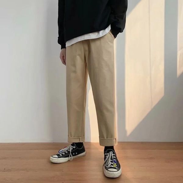 men's pants summer solid color casual trousers 2021 thin stretch straight-leg korean streetwear all-match style, Black
men's pants summer solid color casual trousers 2021 thin stretch straight-leg korean streetwear all-match style, Black