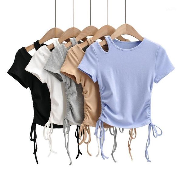o-neck short sleeve solid color bandage summer fashion hollow out drawstring slim t-shirt for women 11vz women's, White
o-neck short sleeve solid color bandage summer fashion hollow out drawstring slim t-shirt for women 11vz women's, White