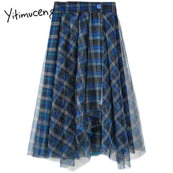 yitimuceng irregular plaid skirt women vintage gauze a-line high waist clothing spring summer korean fashion skirts 210601, Black
yitimuceng irregular plaid skirt women vintage gauze a-line high waist clothing spring summer korean fashion skirts 210601, Black