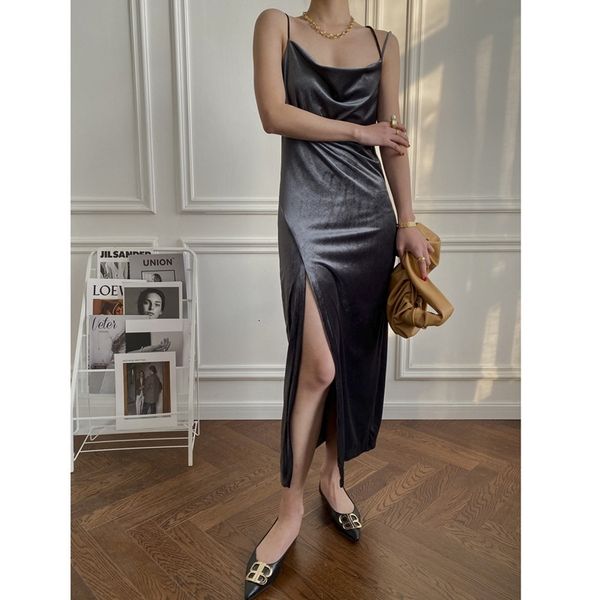 casual dresses women summer party spaghetti strap split hem long elegant clothes vestidos tpk8, Black;gray
casual dresses women summer party spaghetti strap split hem long elegant clothes vestidos tpk8, Black;gray