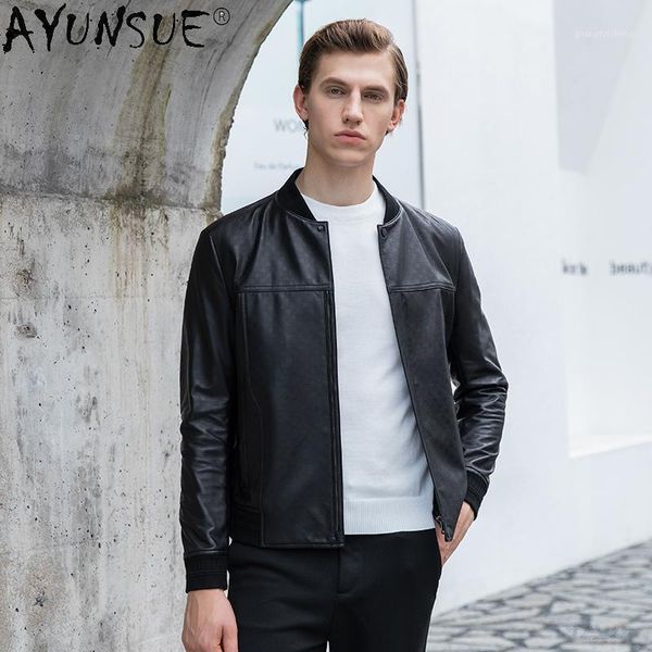 men's leather & faux ayunsue man jacket genuine sheepskin jackets for men 2021 baseball collar clothes autumn coat ropa de hombre lxr10, Black 
men's leather & faux ayunsue man jacket genuine sheepskin jackets for men 2021 baseball collar clothes autumn coat ropa de hombre lxr10, Black