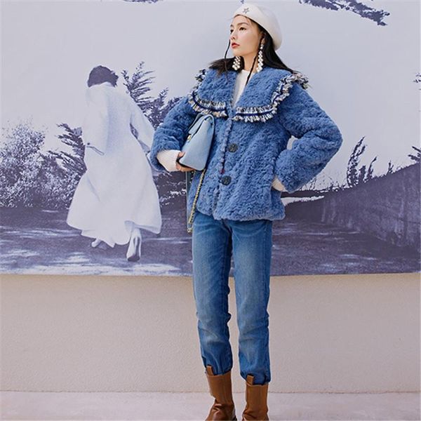 women's fur & faux winter style temperament trend design sense loose large size fashion lamb coat stitching lapel women, Black
women's fur & faux winter style temperament trend design sense loose large size fashion lamb coat stitching lapel women, Black
