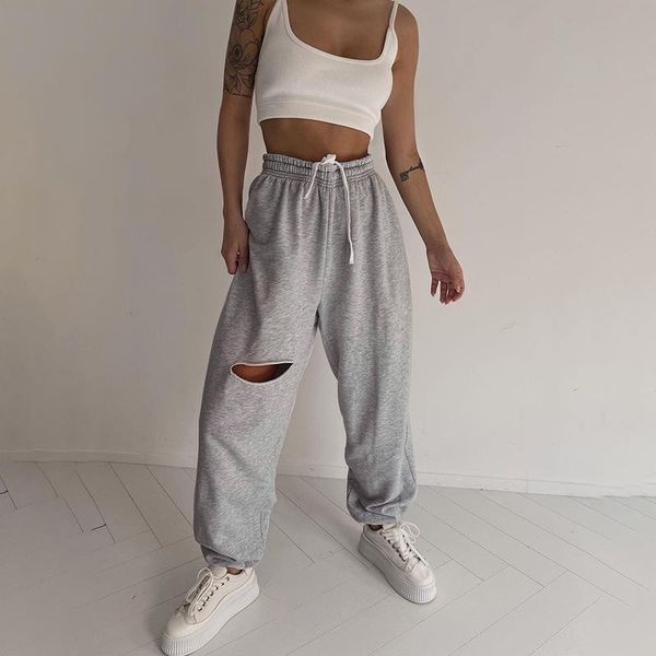 women's pants & capris casual sporty women jogging sweatpants 2021 drawstring high-waisted one side hole baggy harajuku fashion joggers, Black;white
women's pants & capris casual sporty women jogging sweatpants 2021 drawstring high-waisted one side hole baggy harajuku fashion joggers, Black;white