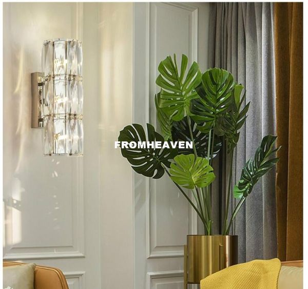wall lamp modern crystal decora bedroom sconce led lights wireless for living room lighting