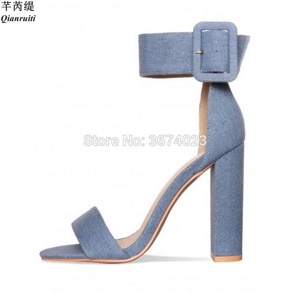 qianruiti sandalias feminino women ankle big buckle strap talons d'orsay block high heels blue jeans pink platform shoes sandals, Black
qianruiti sandalias feminino women ankle big buckle strap talons d'orsay block high heels blue jeans pink platform shoes sandals, Black