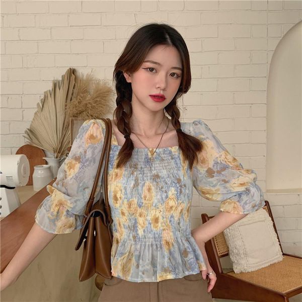 women's blouses & shirts summer style korean retro square collar five-point sleeve chiffon shirt, White
women's blouses & shirts summer style korean retro square collar five-point sleeve chiffon shirt, White