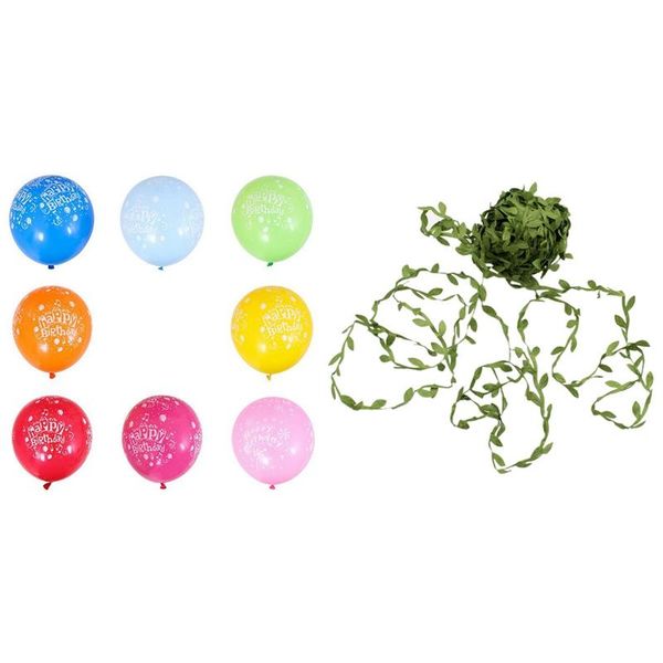1x 20m home decor artificial garland plants vine fake foliage flowers & 100pcs happy birthday printed balloon 12 inch decorative wreaths
1x 20m home decor artificial garland plants vine fake foliage flowers & 100pcs happy birthday printed balloon 12 inch decorative wreaths