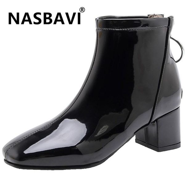 boots 2021 autumn winter high heels square head ankle boot women fashion patent leather shoes woman zipper solid color booties 5, Black
boots 2021 autumn winter high heels square head ankle boot women fashion patent leather shoes woman zipper solid color booties 5, Black