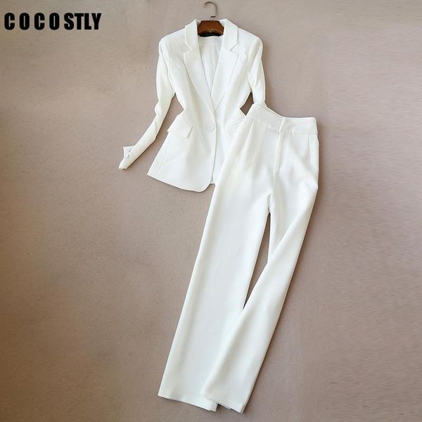 women's suits & blazers women office lady two pieces sets solid white elegant single breasted turn-down collar and full length trousers, White;black
women's suits & blazers women office lady two pieces sets solid white elegant single breasted turn-down collar and full length trousers, White;black