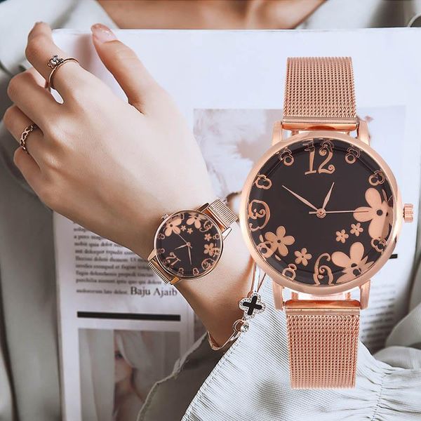 wristwatches 2021 flower exquisite women watch rose gold mesh strap belt quartz wristwatch ladies clock relogio feminino drop, Slivery;brown
wristwatches 2021 flower exquisite women watch rose gold mesh strap belt quartz wristwatch ladies clock relogio feminino drop, Slivery;brown