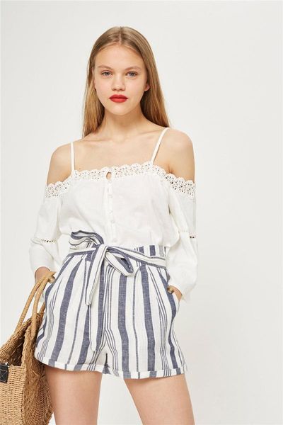 women's shorts wontive summer fashion casual print striped lace-up pocket, White;black
women's shorts wontive summer fashion casual print striped lace-up pocket, White;black