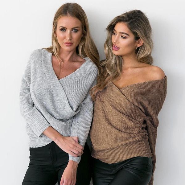 autumn and winter pullover women's sweater coat chest cross v-neck strapless bottoming sweaters, White;black
autumn and winter pullover women's sweater coat chest cross v-neck strapless bottoming sweaters, White;black