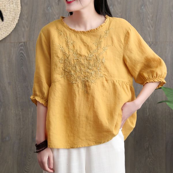 t shirts summer arts style women half sleeve loose t-shirt vintage embroidery cotton linen tee shirt femme plus size s960 ta14, White
t shirts summer arts style women half sleeve loose t-shirt vintage embroidery cotton linen tee shirt femme plus size s960 ta14, White