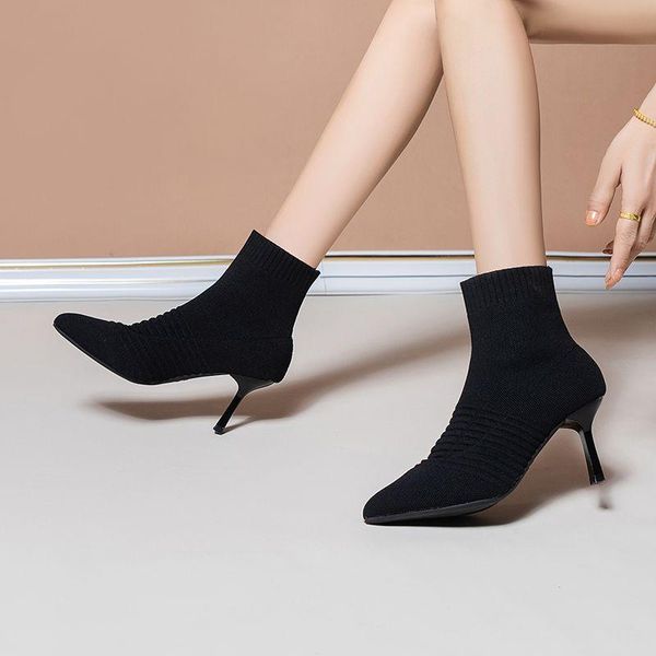 boots women winter autumn sock knitting stretch high thin heels beige black stripe elegant pointed toe lady booties party dress
boots women winter autumn sock knitting stretch high thin heels beige black stripe elegant pointed toe lady booties party dress